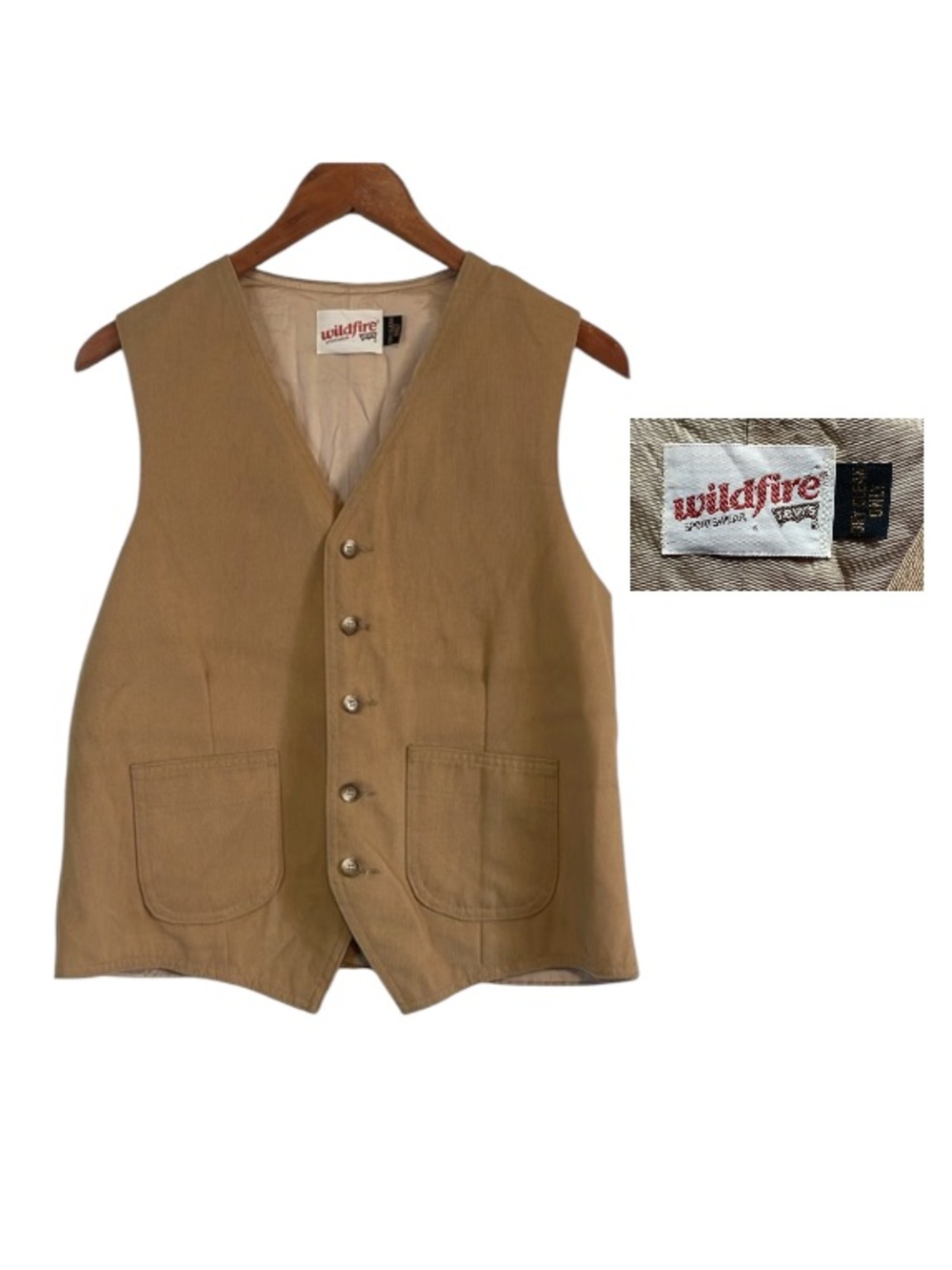 VTG Levi’s Vest Tan Med Desert Western Rodeo Wildfire 70s Cowboy Neutral Rugged